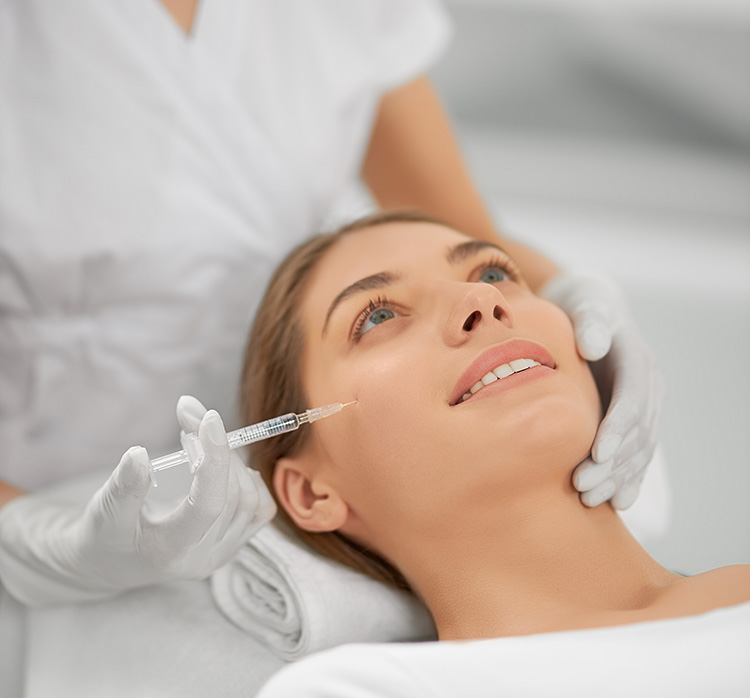 smiling woman doing procedure tighten skin